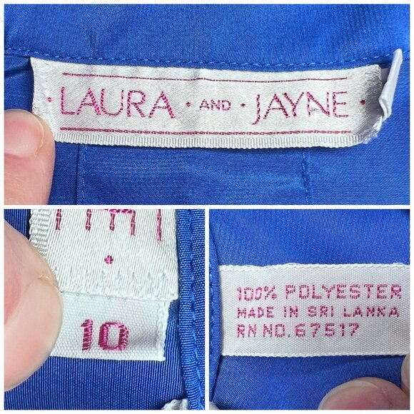 Vintage Laura and Jayne Royal Blue Button Up Blouse Size 10 - Picture 3 of 10